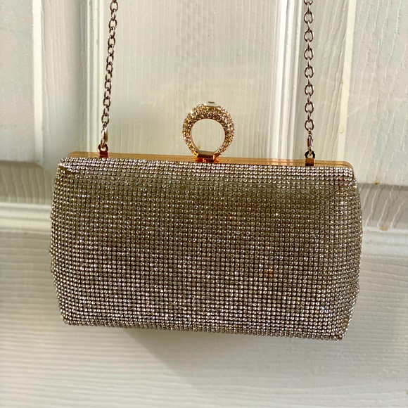Handbags - Mini shoulder purse. Beautiful silver rhinestone sparkling, stylish mini purse.